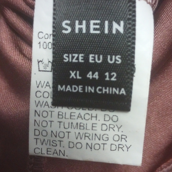 Dusty pink off shoulder satin dress with thigh slit size XL - Picture 5 of 5